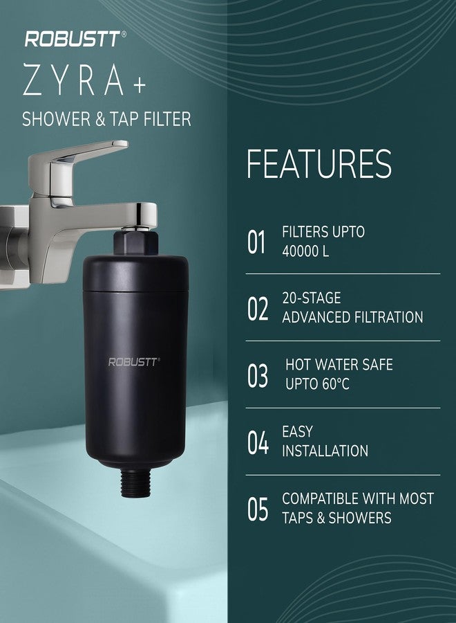 روبوست فلتر ومنعم مياه قوي من 20 مرحلة للدش/الحنفية للاستخدام المنزلي (أسود) | يقلل من تساقط الشعر وجفاف البشرة وتراكم الترسبات الكلسية | فلتر للمياه العسرة للحنفية والدش والدش اليدوي | مناسب لمياه الآبار/الصهاريج - Image 4